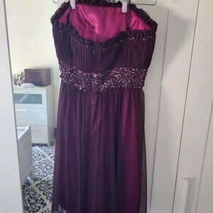 Strapless Maroon Mini Dress with Beading and Ruching from Nordstrom